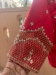 Hand Embroidered Zardosi Silk Blouse: Maroon Red Saree Top