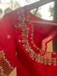 Hand Embroidered Zardosi Silk Blouse: Maroon Red Saree Top