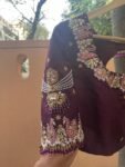 pure silk hand embroidery blouse/neck maggam blouse/brown zardosi blouse/plum hand embroidered blouse/brown hand work ready made blouse USA