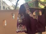pure silk hand embroidery blouse/neck maggam blouse/brown zardosi blouse/plum hand embroidered blouse/brown hand work ready made blouse USA