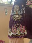pure silk hand embroidery blouse/neck maggam blouse/brown zardosi blouse/plum hand embroidered blouse/brown hand work ready made blouse USA