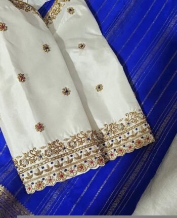 pure silk hand embroidery blouse/modern maggam blouse/multi colored cream zardosi blouse/hand embroidered blouse/off white ready made blouse