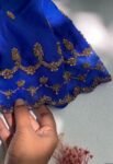 Blue Silk Hand Embroidered Blouse: Zardosi Maggam hand Work, blue maggam blouse,mix and match blosue,plus size blouse,royal blue blouse usa,
