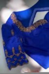 Blue Silk Hand Embroidered Blouse: Zardosi Maggam hand Work, blue maggam blouse,mix and match blosue,plus size blouse,royal blue blouse usa,