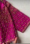Hand Embroidered Zardosi Silk Blouse:  Pink Maggam Work,hand work blouse, 42 size blouse, pink mix and match blouse, pink saree blouse USA