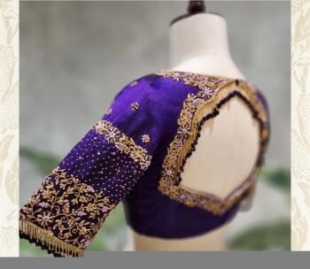 pure silk hand embroidery blouse/saree maggam blouse/purple zardosi blouse hand embroidered moderblouse/purple ready made blouse zardosi