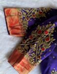 pure silk hand embroidery blouse/saree maggam blouse/purple zardosi blouse usa/hand embroidered moderblouse/purple ready made blouse zardosi
