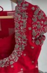 Red Silk Zardosi Embroidered Saree Blouse: Hand-Embroidered Maggam Work,red saree blouse,plus size blouses,mix and match blouses,red blouse