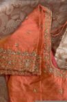 pure silk hand embroidery blouse/peach maggam blouse/peach hand embroidered blouse/peach ready made blouse zardosi/peach orange blouse usa