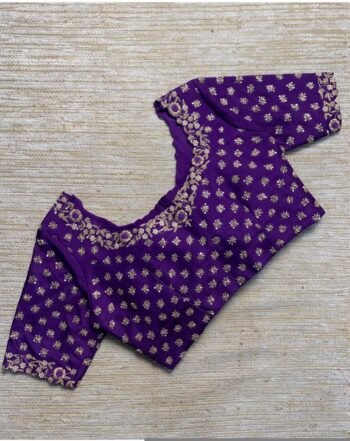 pure silk hand embroidery blouse/saree maggam blouse/purple zardosi blouse hand embroidered moderblouse/purple ready made blouse zardosi
