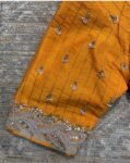 pure silk hand embroidery blouse/orange saree maggam blouse/raw silk zardosi blouse/hand embroidered blouse/ready made blouse/orange blouse