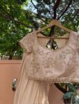 Green Lehenga Set/Embroidered Crop Top, Chinnon Silk Skirt,golden crop top lehenga,beige lehenga set ,teens lehenga, green crop top skirt us