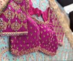 Hand Embroidered Silk Zardosi Blouse: Magenta Pink Maggam Work, pink hand work blouse , pink saree blouse, zardosi blouses , mix and match