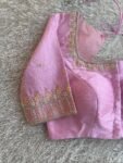 Pure silk hand embroidery blouse/saree maggam light pink blouse/pink saree blouse/hand embroidered blouse/pink ready made blouse zardosi usa