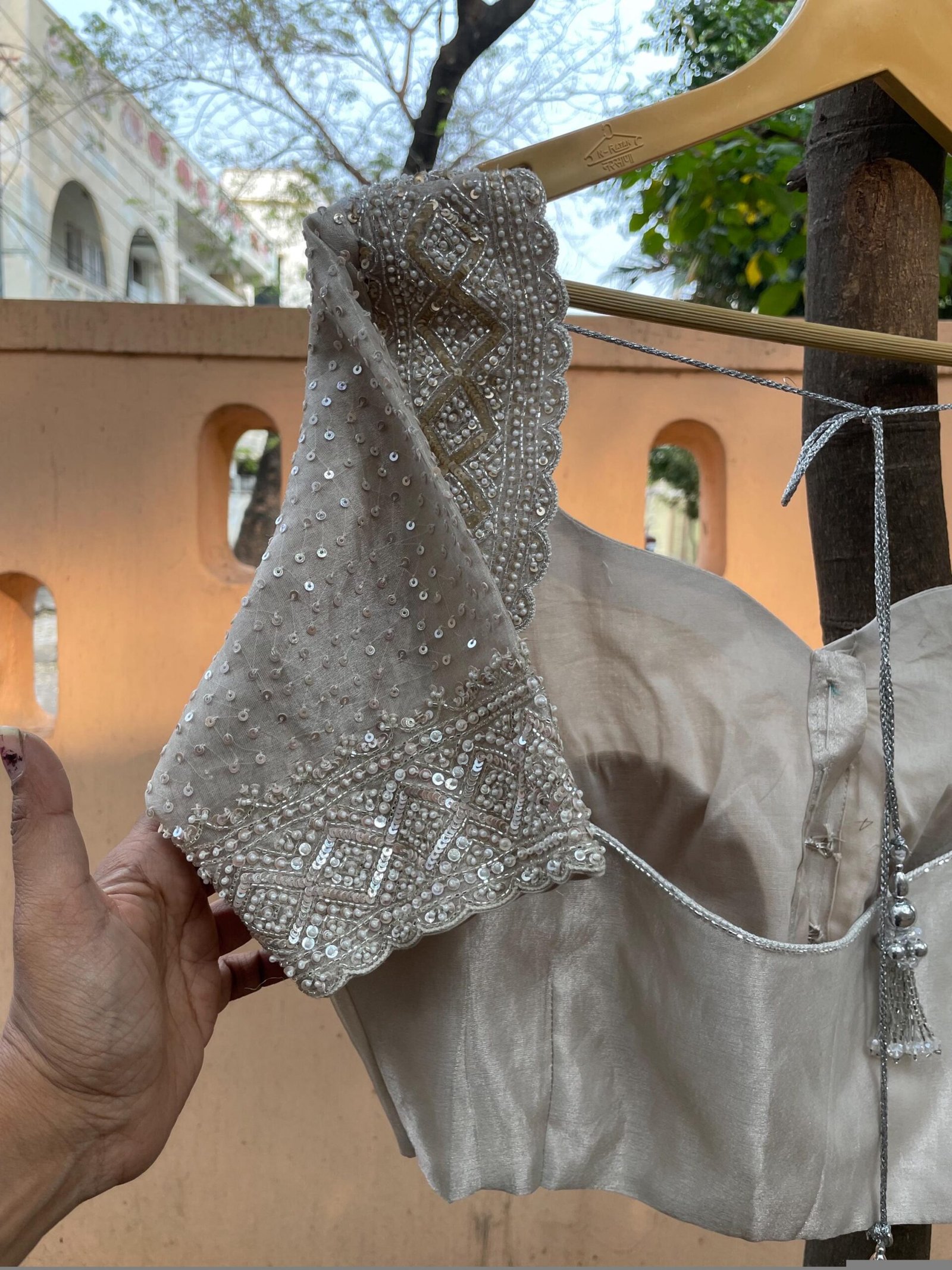 Hand Embroidered Zardosi Blouse: Silver Tissue Silk Sleeveless Crop Top/silver Maggam blouse,handwork blouse,mix and match blouse,silver usa