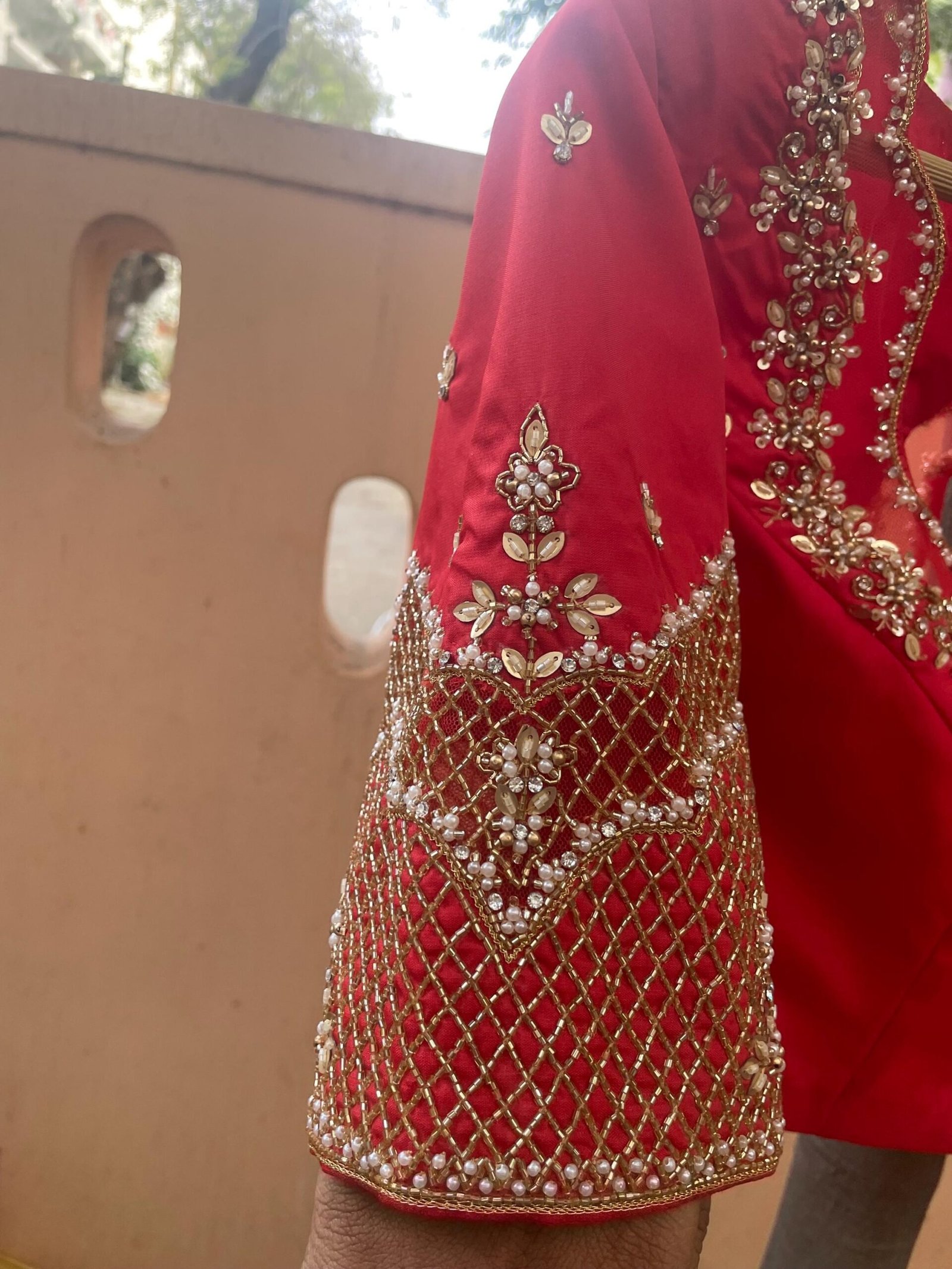 Hand Embroidered Zardosi Silk Blouse: Maroon Red Saree Top