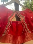 Hand Embroidered Zardosi Silk Blouse: Maroon Red Saree Top