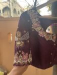 pure silk hand embroidery blouse/neck maggam blouse/brown zardosi blouse/plum hand embroidered blouse/brown hand work ready made blouse USA