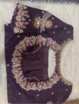 pure silk hand embroidery blouse/neck maggam blouse/brown zardosi blouse/plum hand embroidered blouse/brown hand work ready made blouse USA