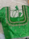 Hand Embroidered Zardosi Blouse: Parrot Green Raw Silk Saree Top,green maggam blouse,mehendi green blouse,mix and match blouse,plus size usa