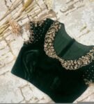 pure velvet hand embroidery blouse/collar maggam blouse/Peter Pan collar blouse/velvet hand embroidered blouse/burgundy ready made blouse us