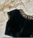 pure velvet hand embroidery blouse/collar maggam blouse/Peter Pan collar blouse/velvet hand embroidered blouse/burgundy ready made blouse us