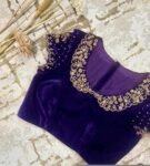 pure velvet hand embroidery blouse/collar maggam blouse/Peter Pan collar blouse/velvet hand embroidered blouse/burgundy ready made blouse us