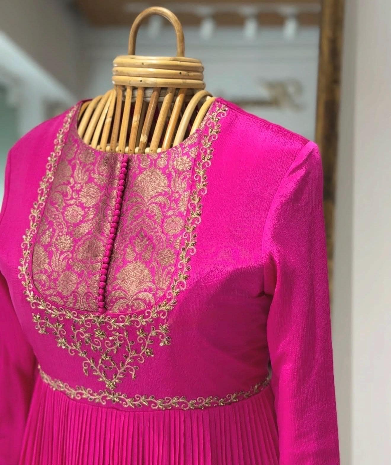 Pink Anarkali suit usa/anarkali kurta full sleeve/pink full sleeve anarkali/full sleeve dress anarkali/Indian dresses/hot pink anarkali usa