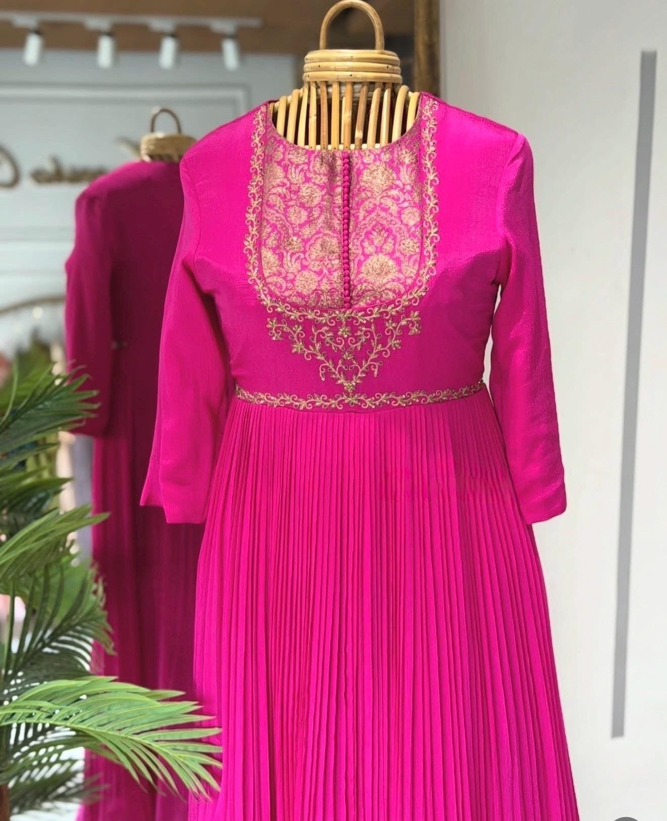Pink Anarkali suit usa/anarkali kurta full sleeve/pink full sleeve anarkali/full sleeve dress anarkali/Indian dresses/hot pink anarkali usa