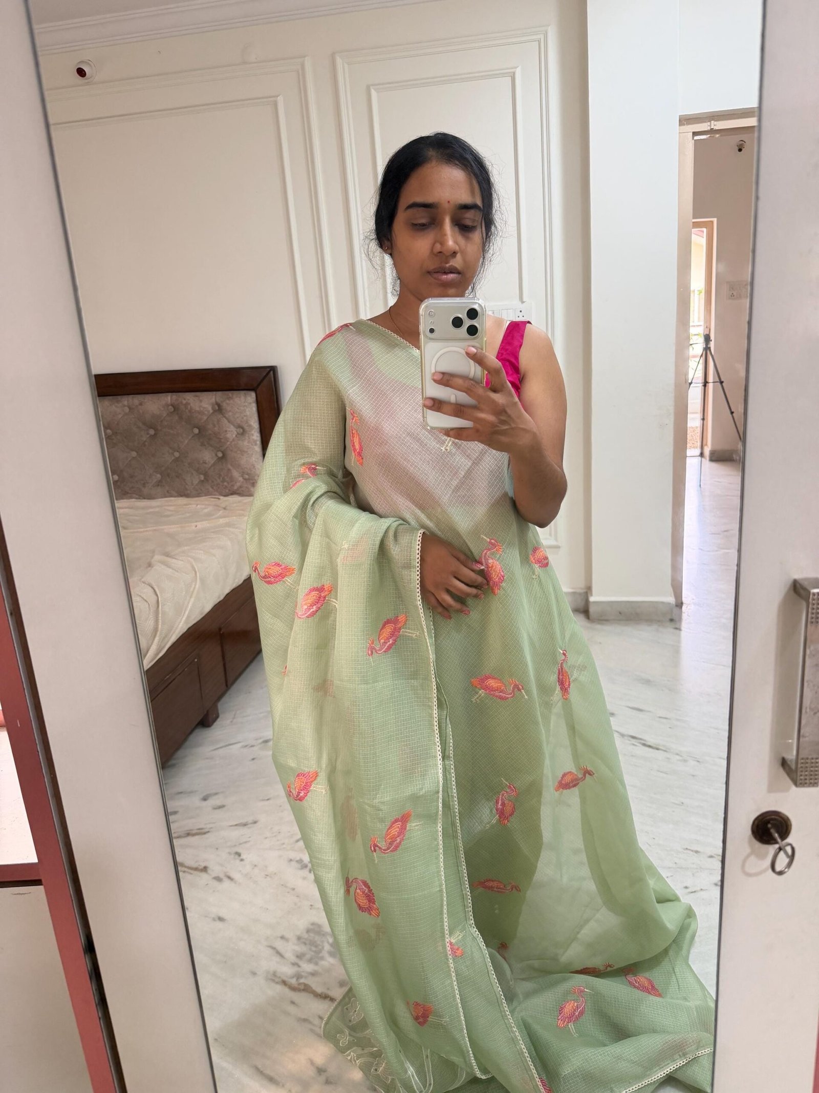 Pista green Kota saree/Kota silk saree,mix and match saree,green saree blouse set,summer saree,light saree,summer saree/bird motif saree USA