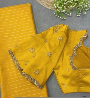 pure silk hand embroidery blouse/saree maggam yellow blouse/yellow blouse/hand embroidered blouse/ready made blouse zardosi/lemon yellow