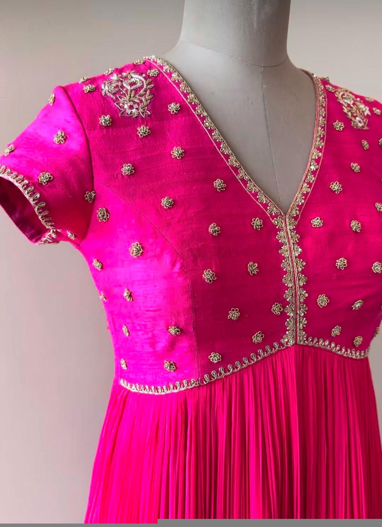 Pink Anarkali suit usa/anarkali kurta full sleeve/pink full sleeve anarkali/full sleeve dress anarkali/Indian dresses/hot pink anarkali usa