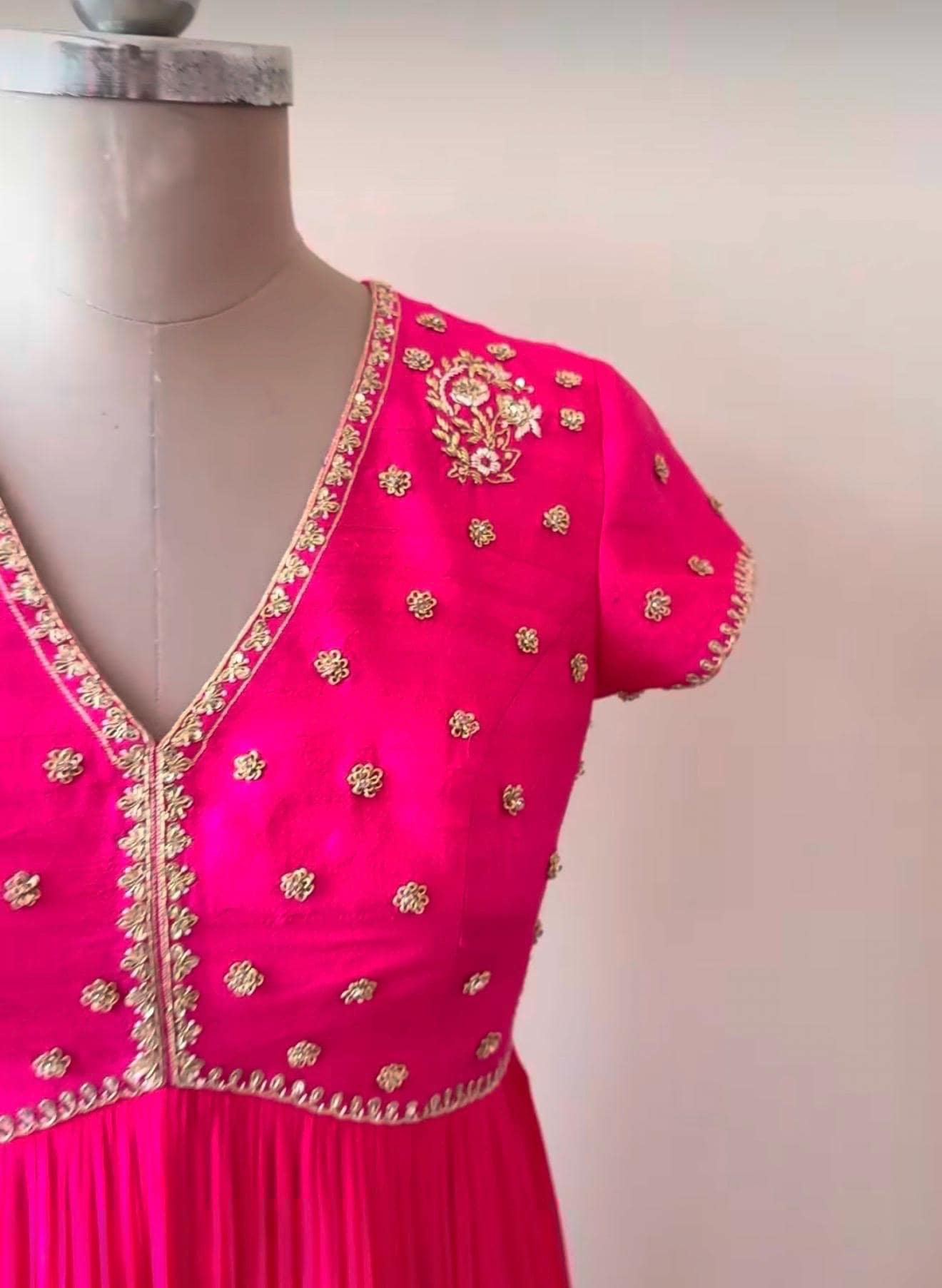 Pink Anarkali suit usa/anarkali kurta full sleeve/pink full sleeve anarkali/full sleeve dress anarkali/Indian dresses/hot pink anarkali usa