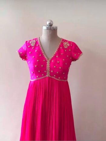 Pink Anarkali suit usa/anarkali kurta full sleeve/pink full sleeve anarkali/full sleeve dress anarkali/Indian dresses/hot pink anarkali usa