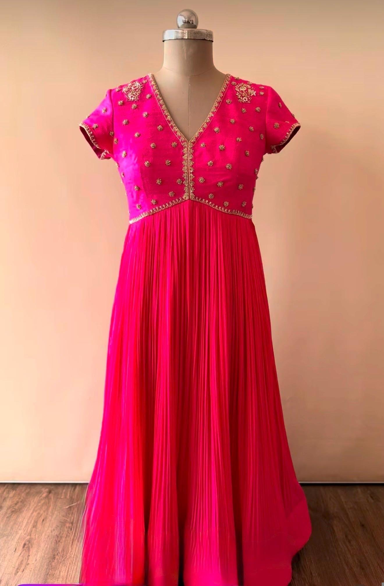 Pink Anarkali suit usa/anarkali kurta full sleeve/pink full sleeve anarkali/full sleeve dress anarkali/Indian dresses/hot pink anarkali usa