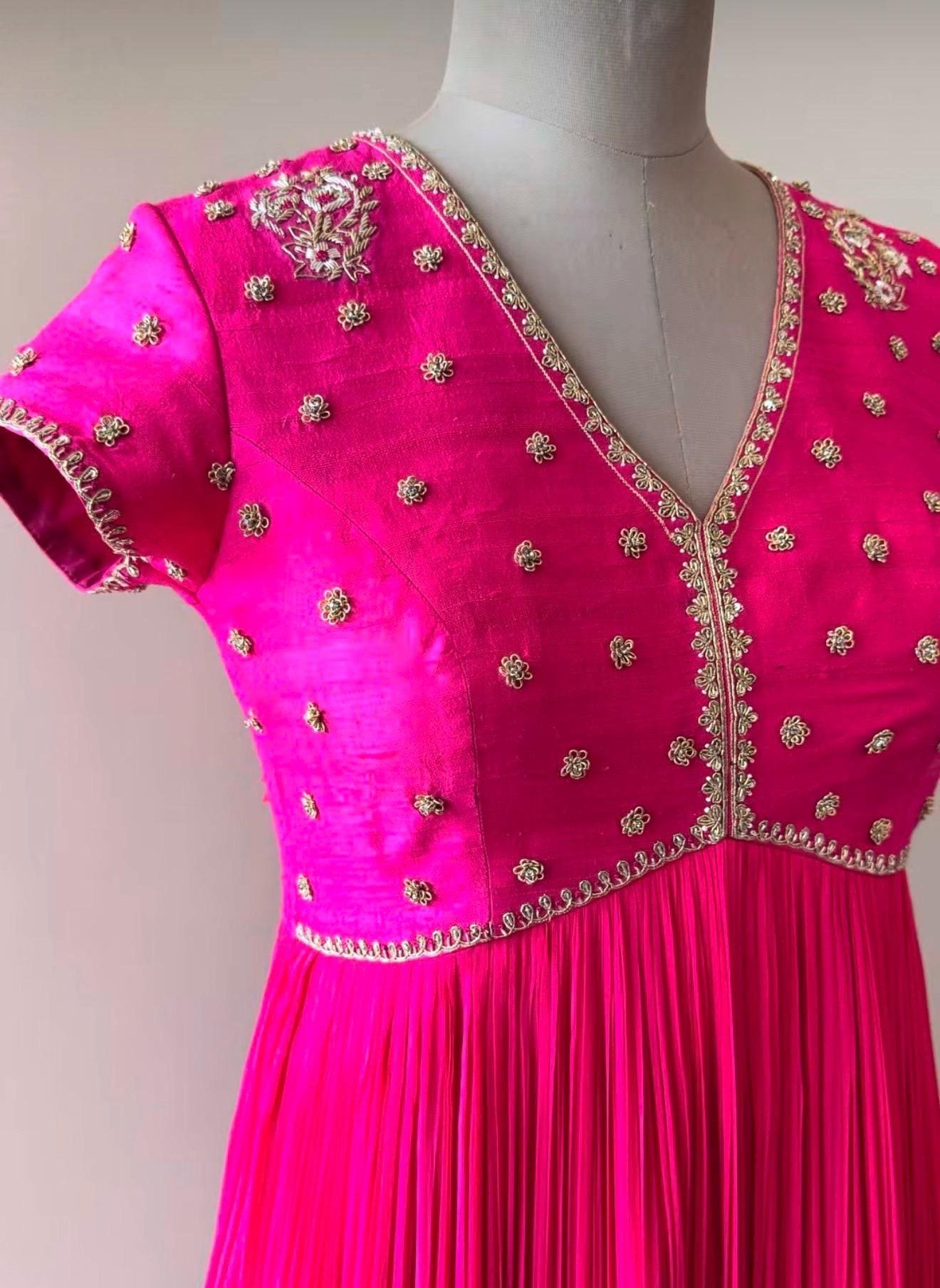 Pink Anarkali suit usa/anarkali kurta full sleeve/pink full sleeve anarkali/full sleeve dress anarkali/Indian dresses/hot pink anarkali usa