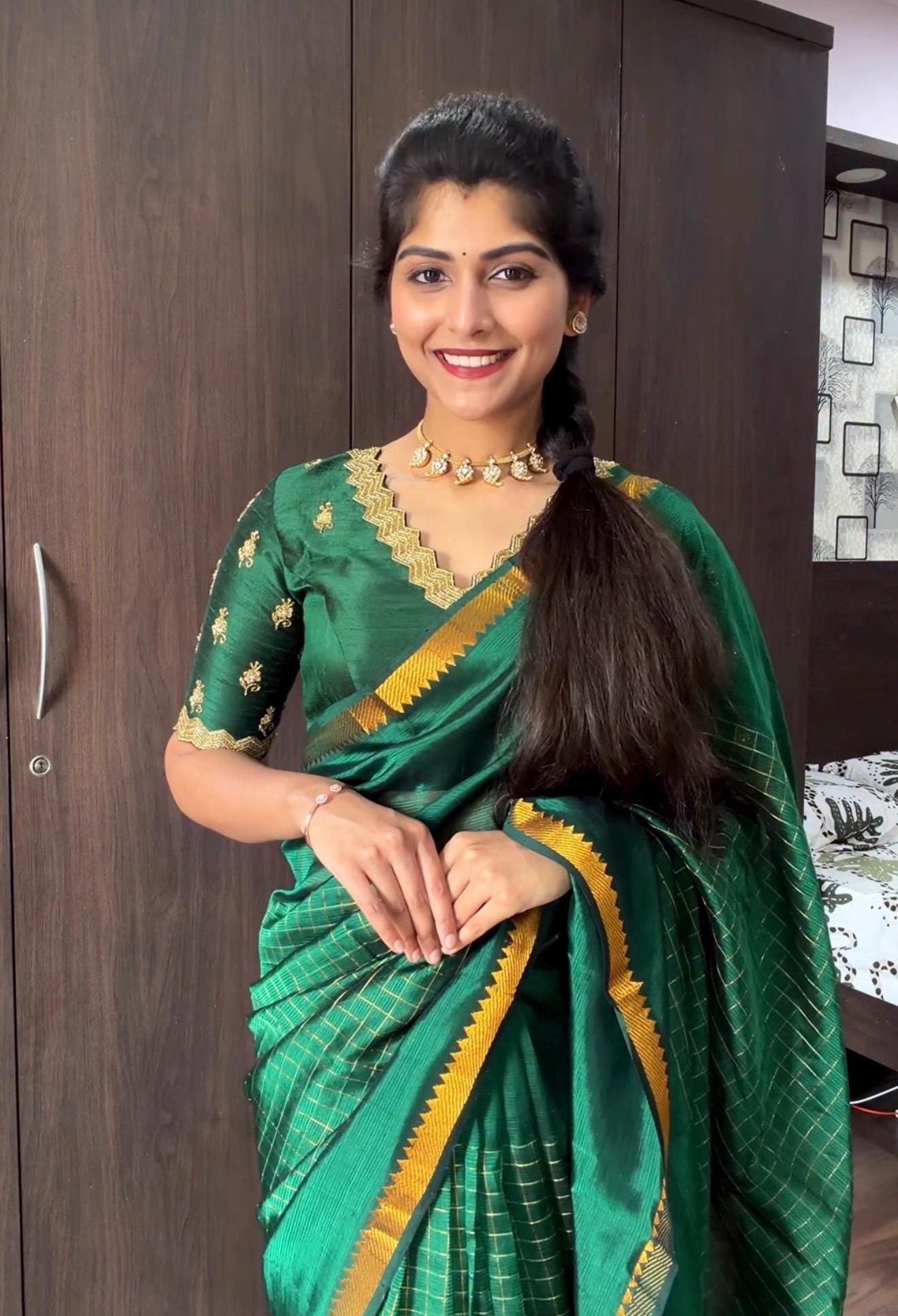 Pure handloom silk saree with Embroidered blouse |traditional saree with readymade blouse | sarees USA |light silk saree | voggish saree