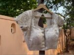 Hand Embroidered Zardosi Blouse: Silver Tissue Silk Sleeveless Crop Top/silver Maggam blouse,handwork blouse,mix and match blouse,silver usa