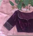 Purple Velvet Saree Blouse/Hand Embroidered Zardosi Maggam Work,pure velvet blouse,purple velvet blouse,handwork blouse,Pastel velvet us