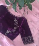 Purple Velvet Saree Blouse/Hand Embroidered Zardosi Maggam Work,pure velvet blouse,purple velvet blouse,handwork blouse,Pastel velvet us