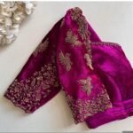 pure velvet hand embroidery blouse /modern saree maggam blouse/pink zardosi blouse / hand embroidered blouse/pink velvet ready made blouse