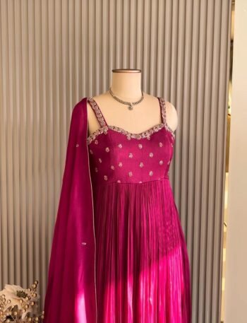 Pink Anarkali suit usa/hot pink anarkali kurta/ sleeveless anarkali/blue hand embroidered dress/Wedding outfit/pin kurta hand work anarkal