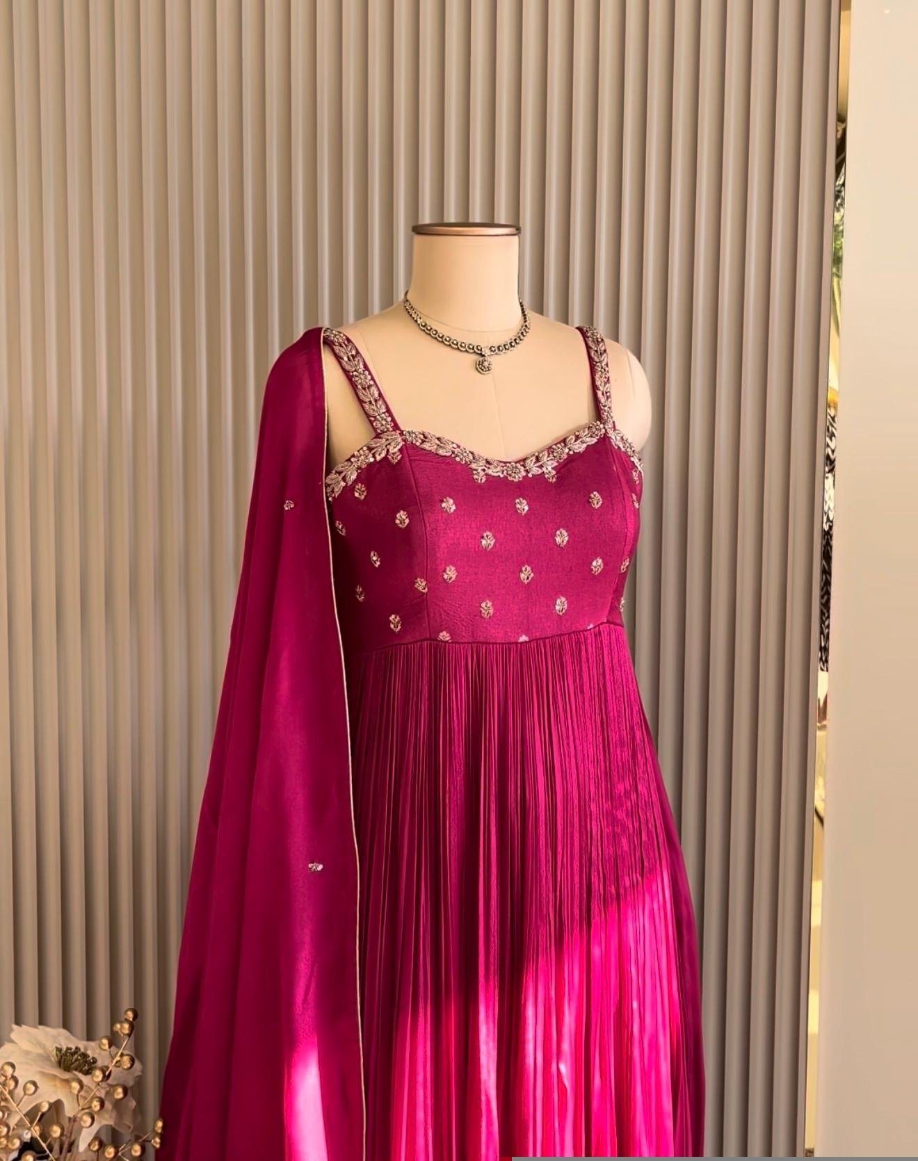 Pink Anarkali suit usa/hot pink anarkali kurta/ sleeveless anarkali/blue hand embroidered dress/Wedding outfit/pin kurta hand work anarkal