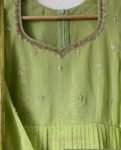 Hand Embroidered Pista Green Chanderi Silk Anarkali Suit with Dupatta,pista green anarkali/handwork anarkali/light green anarkali dupatta us
