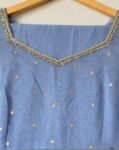 Hand Embroidered ice blue Chanderi Silk Anarkali Suit with Dupatta,brown anarkali/brown handwork anarkali/light blue anarkali dupatta USA