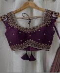 Hand Embroidered Kalamkari Lehenga Set: Red Silk Crop Top, Tissue Dupatta, half saree lehenga, teens Lehenga,tissue lehenga set,wedding dres