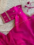 Pink chiffon silk saree with hand Embroidered blouse/hand embroidered saree with ready blouse|simple sarees |hot pink embroidery silk saree