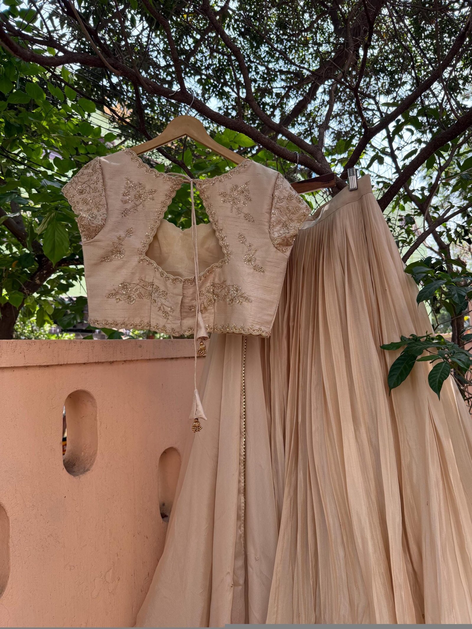 Green Lehenga Set/Embroidered Crop Top, Chinnon Silk Skirt,golden crop top lehenga,beige lehenga set ,teens lehenga, green crop top skirt us