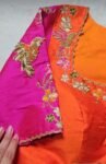 pure silk hand embroidery blouse/orange saree maggam blouse/raw silk zardosi blouse/hand embroidered blouse/ready made blouse/orange blouse