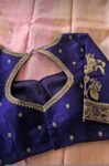Hand Embroidered Purple Silk Blouse: Zardosi Maggam Work,purple handwork blouse,plus size blouses,hand embroidered blouse,maggam blouse USA